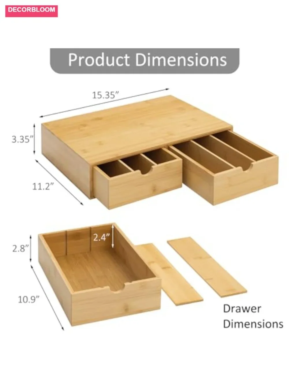 Bamboo Coffee Pod Holder Drawer 30-Capacity Organizer